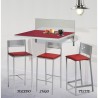 Conjunto Mesa de pared plegable dos posiciones y taburetes