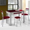 Pack Mesa de cocina extensibles alas laterales con sillas y taburetes