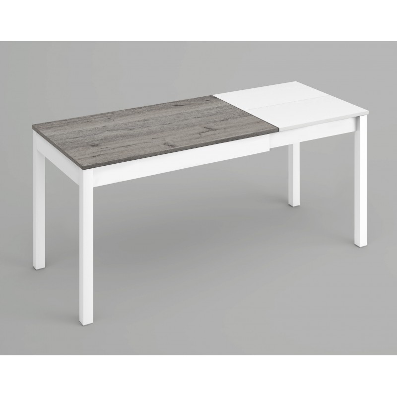 Mesa extensible tipo carro blanca con tapa laminada